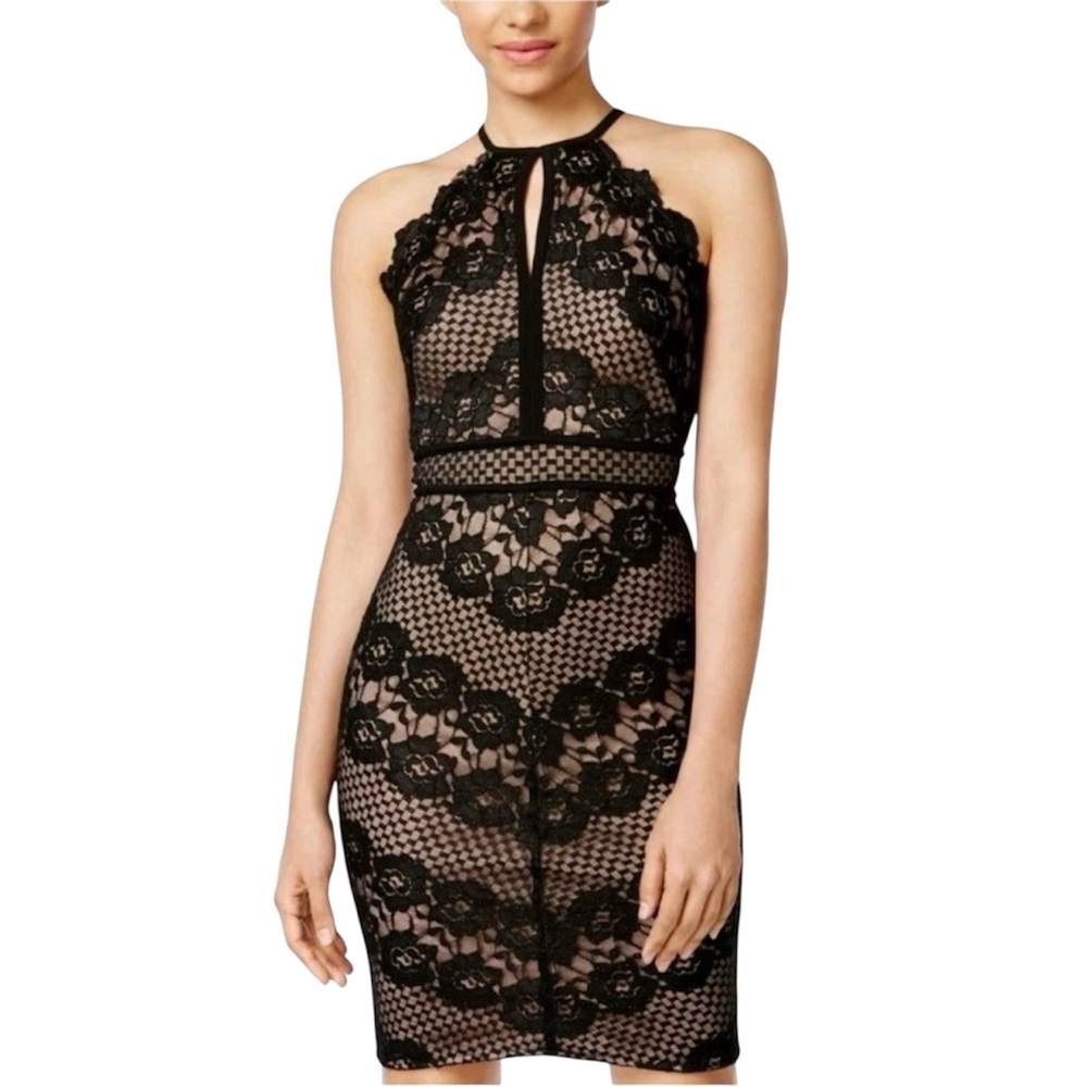 Morgan & Company Junior’s Lace Halter Sheath Dress